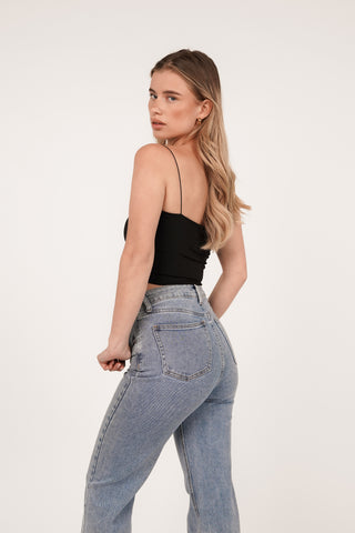 Black spaghetti strap crop top - Bless