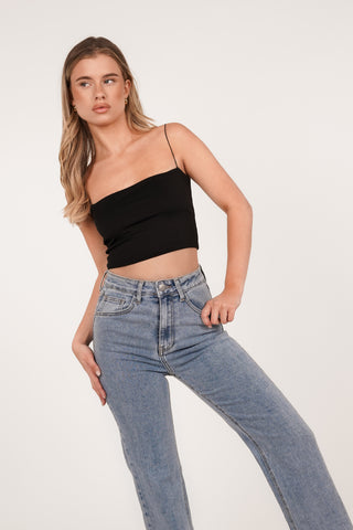 Black spaghetti strap crop top - Bless
