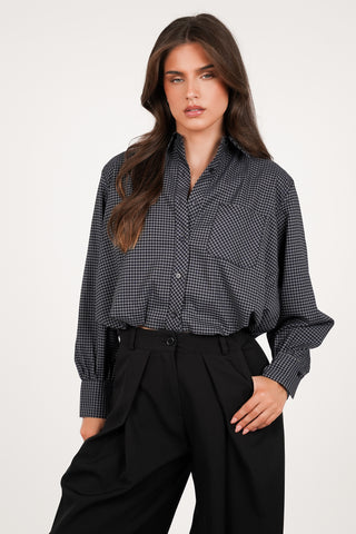 Cropped blouse geruit blauw -  Bliss