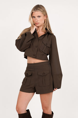 Cropped cargo jacket cream - Bridget