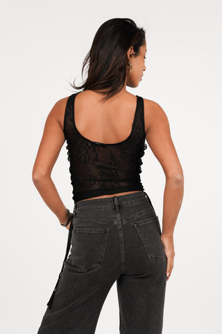 Cropped top with drawstring black - Lexi