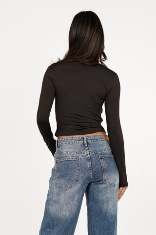Corset top with long sleeves brown - Kenzi