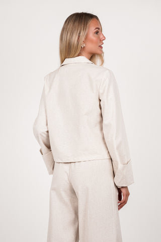 Leinentop mit Schleifen, beige - Maddy