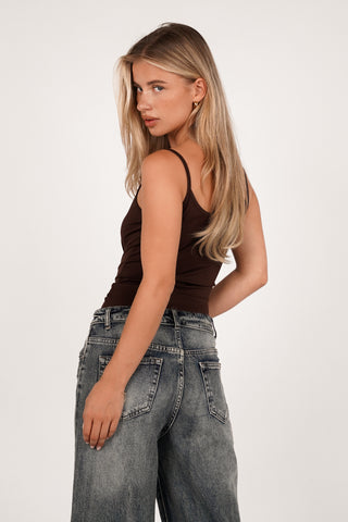 Hemdje dames stretch bruin - Dany