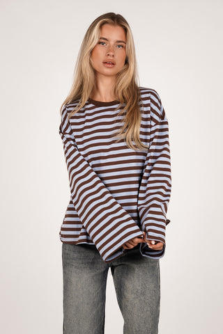 Gestreept shirt lange mouw blauw - Nima