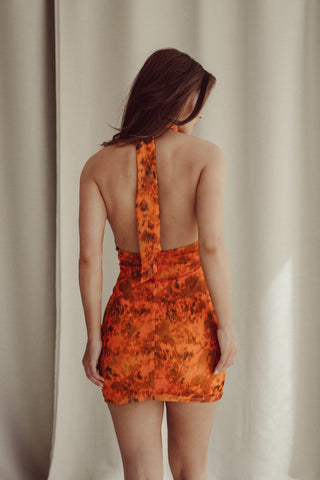 Summer dress with orange print - Soraya