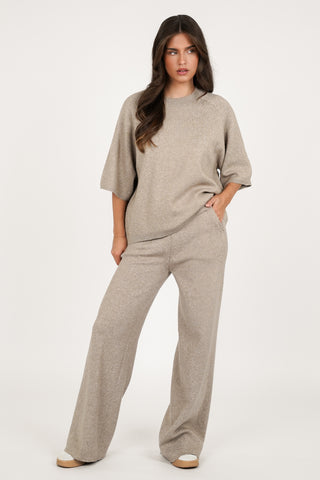 Loungewear set gebreid taupe - Harley