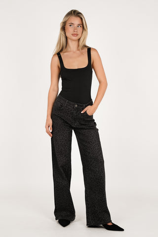 Straight leg jeans luipaard zwart - Xante