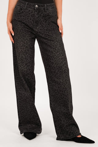 Straight leg jeans luipaard zwart - Xante