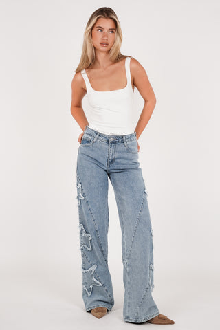 Straight leg jeans ster blauw - Viola