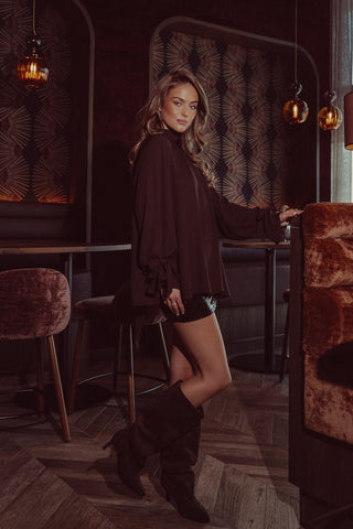 A-lijn blouse wijd bruin - Leona