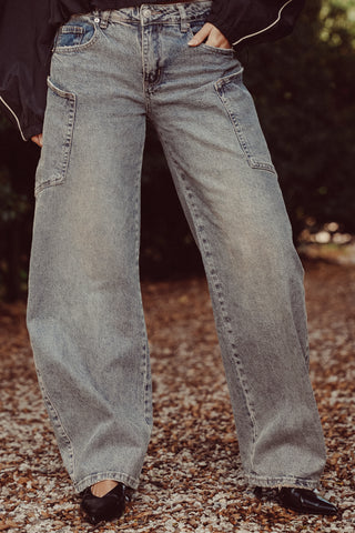 Barrel jeans with pockets blue - Xenna