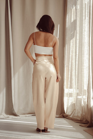 Satin trousers barrel fit beige - Stevie