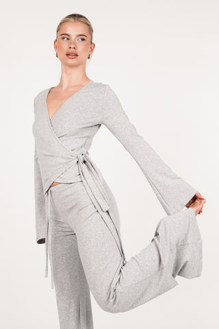 Wrap top long sleeve grey - Dany