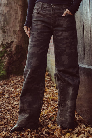 Straight leg camouflage jeans - Pearl
