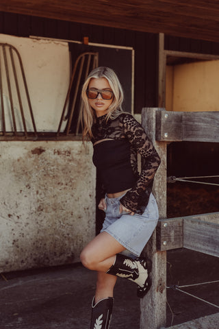 Lace festival top black - Jill