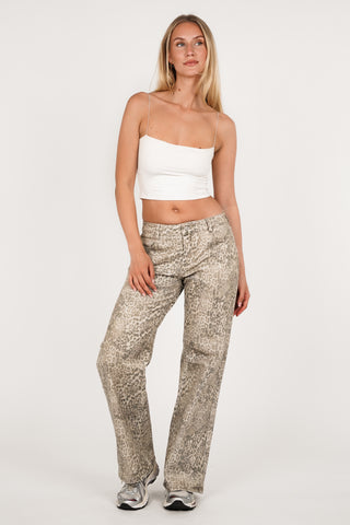 Wide leg jeans luipaard beige - Danique