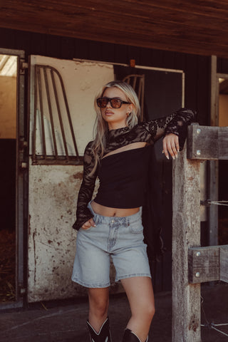 Lace festival top black - Jill