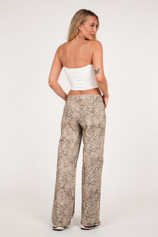 Wide leg jeans luipaard beige - Danique