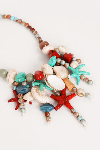 Kralen ketting met zeeschelpen multi - Heidi