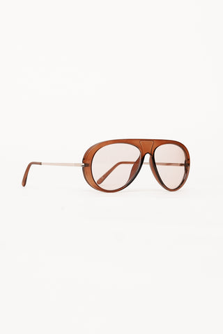 Oversized brown aviator sunglasses - Alana