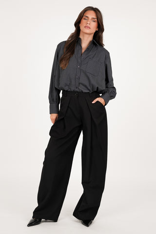 Cropped blouse geruit blauw -  Bliss