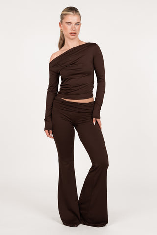 Stretch top with long sleeves brown - Carry