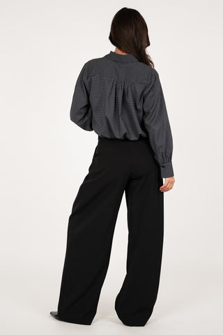 Cropped blouse geruit blauw -  Bliss