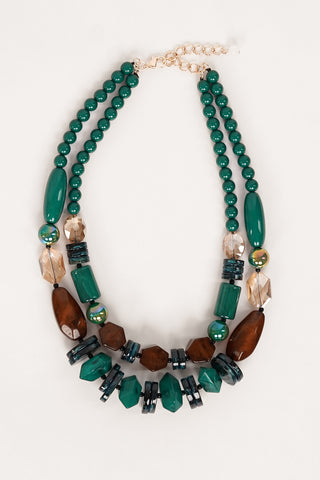 Ketting met grove kralen groen - Maggy
