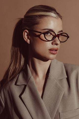 Round glasses with blue light lenses brown - Belle