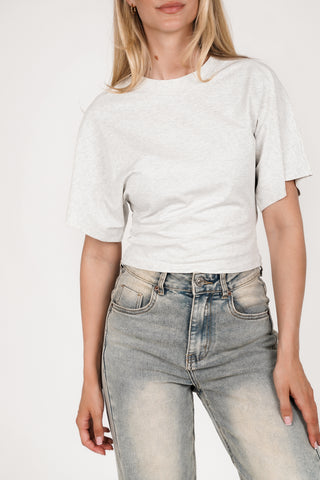 Tshirt dames cropped licht grijs - Puck