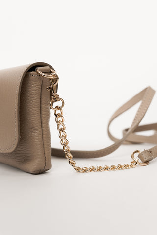 Leather clutch taupe - Axelle