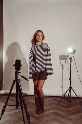 Gestreept shirt lange mouw blauw - Nima