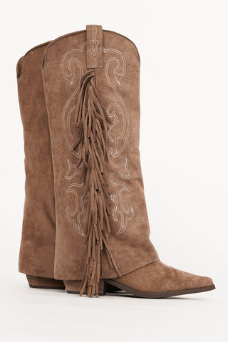 Cowboy boots met fringles bruin - Solen