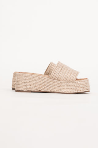Platform slippers with raffia sole beige - Jody