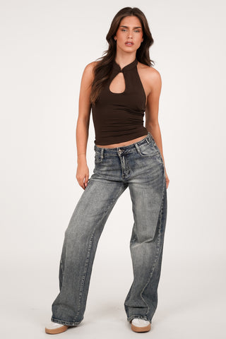 Wide leg jeans acid blue - Vanny