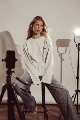 Long sleeve top licht grijs - Juno
