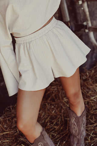 Wide linen shorts beige - Tracy