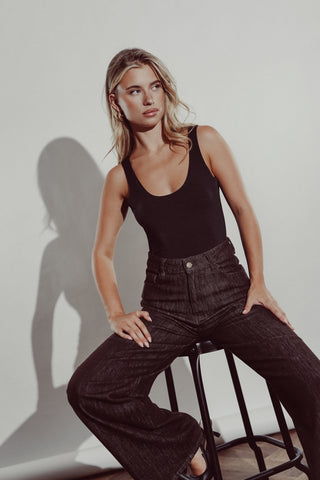 Black open-back bodysuit - Richelle