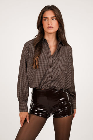 Leatherlook short bruin - Dani
