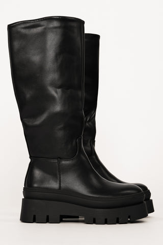 High Boots with Platform Sole Black - Bente