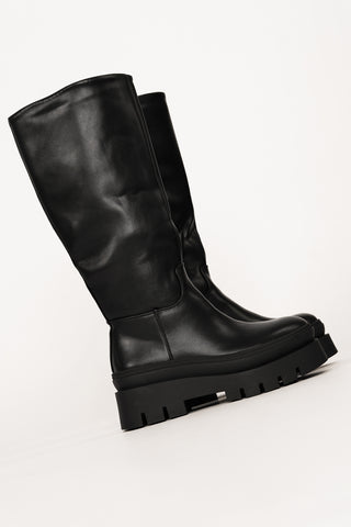 High Boots with Platform Sole Black - Bente