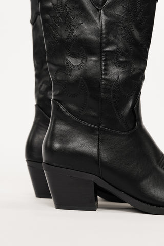 Cowboystiefel bestickt Schwarz - Rose