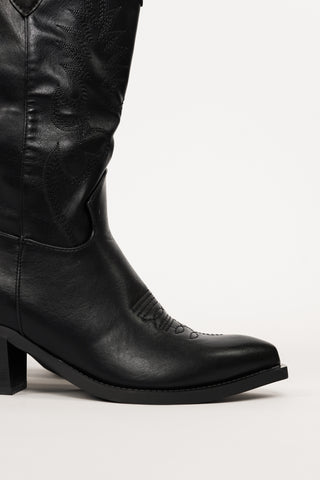 Cowboystiefel bestickt Schwarz - Rose