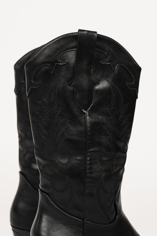 Cowboystiefel bestickt Schwarz - Rose