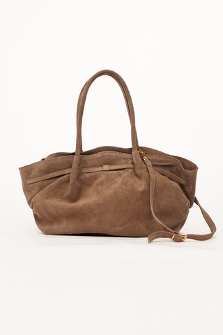 Shopper tas suede leer taupe - Pleun