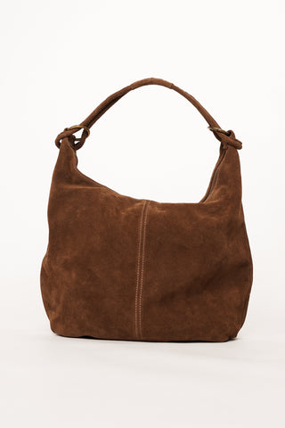 Lederen handtas suede groot bruin - Tirza