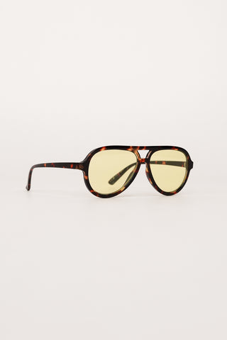 Aviator sunglasses brown with yellow lenses - Maureen