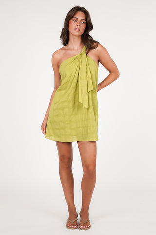 Mini jurkje one shoulder groen - Naomi