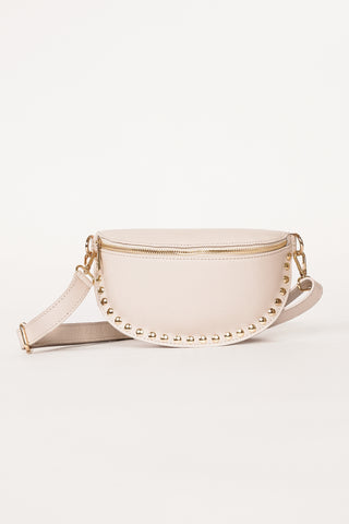 Waist bag leather with studs black - Lorena